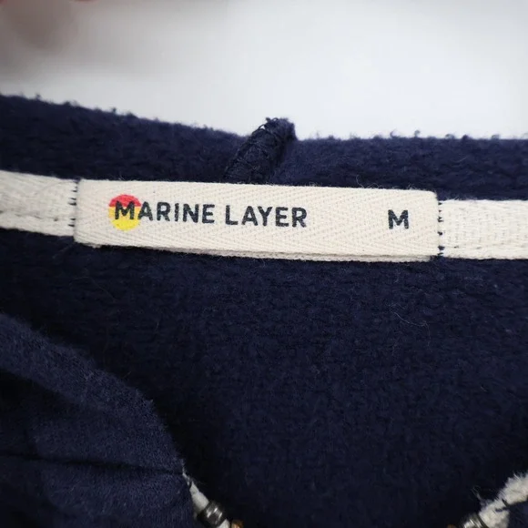 Marine Layer Afternoon Hoodie Mens M Navy Full Zip Classic Staple Casual Weekend - Picture 3 of 16